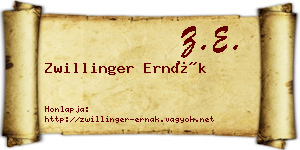 Zwillinger Ernák névjegykártya